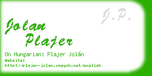 jolan plajer business card